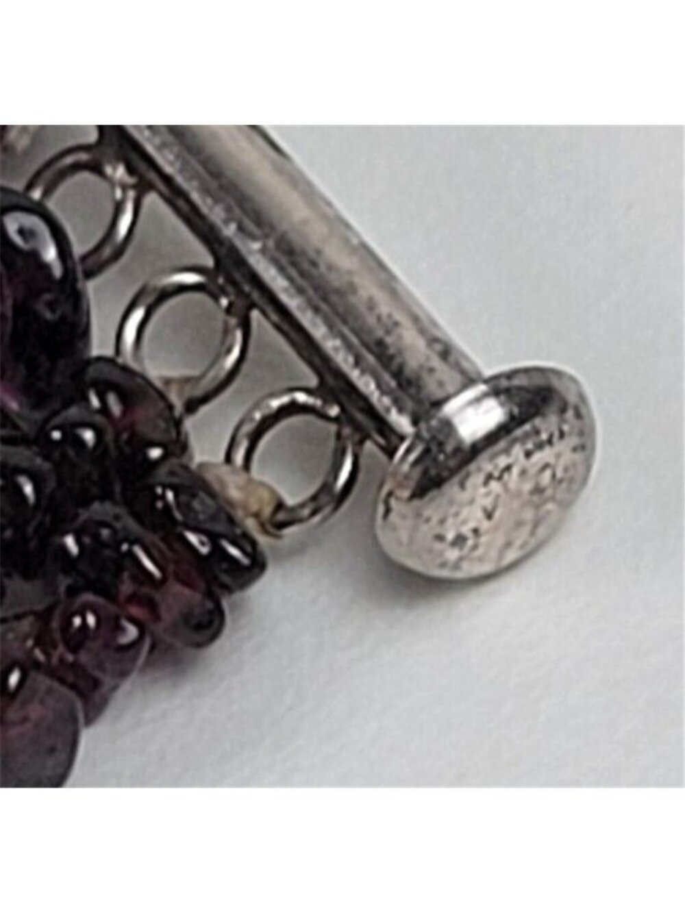 Vintage Natural Garnet Chip Bead Multi Strand Bracelet Sterling Silver 7.5 in - Picture 6 of 10